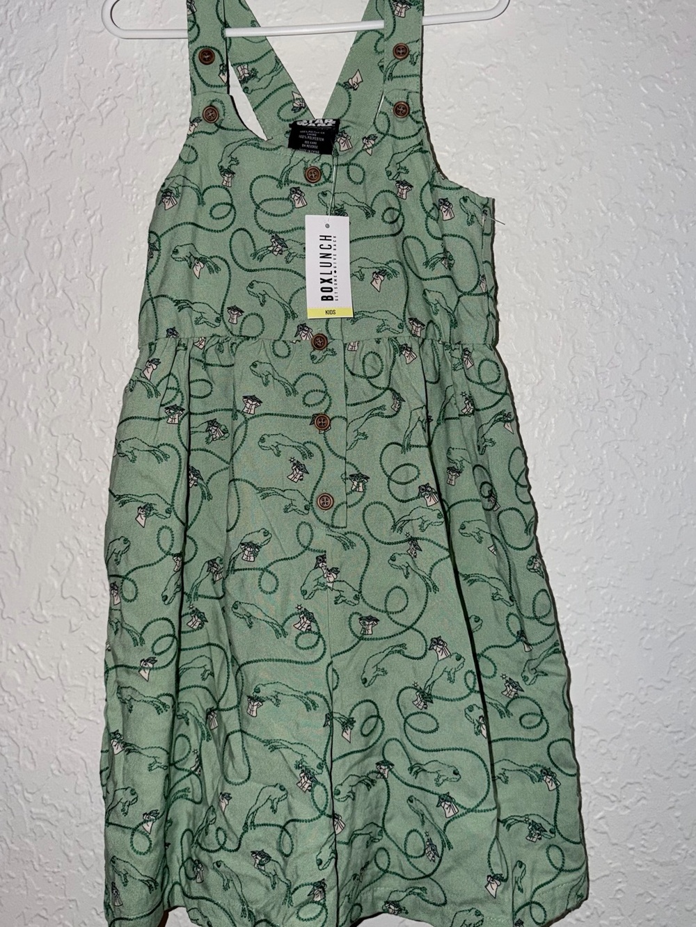 Girls Green Star Wars Grogu Summer Romper, Size 5T